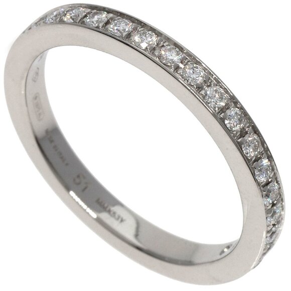 BVLGARI Platinum PT950 Half Eternity Diamond Ring Size 5.75 #51 - Picture 1 of 7